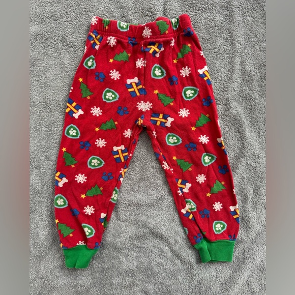Festive Red Kids Pajama Bottoms with Holiday Paw Print Toddler 4T - Picture 1 of 6